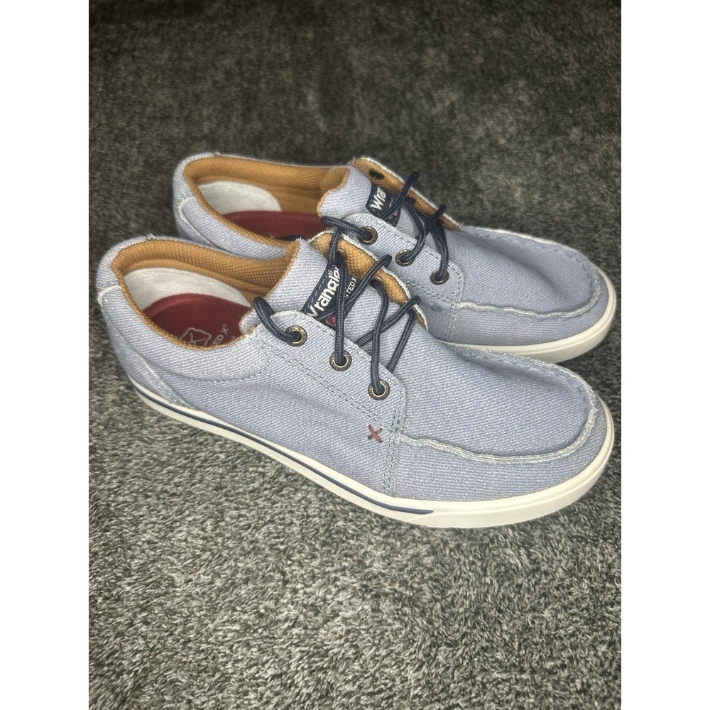 Wrangler Twisted X Men's 7.5 M WCA0096 Blue Leather Boat Shoes Moc Toe Casual